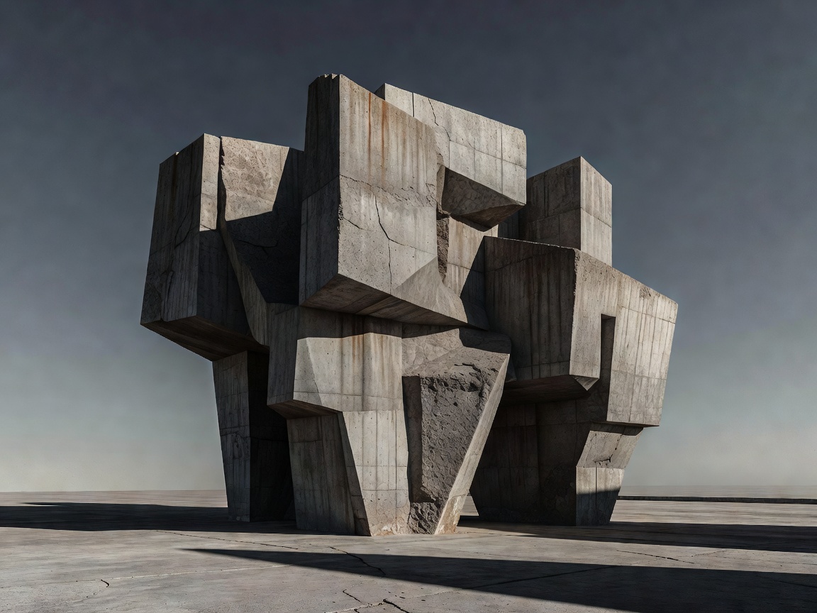 Abstract sculptural brutalist concrete monument